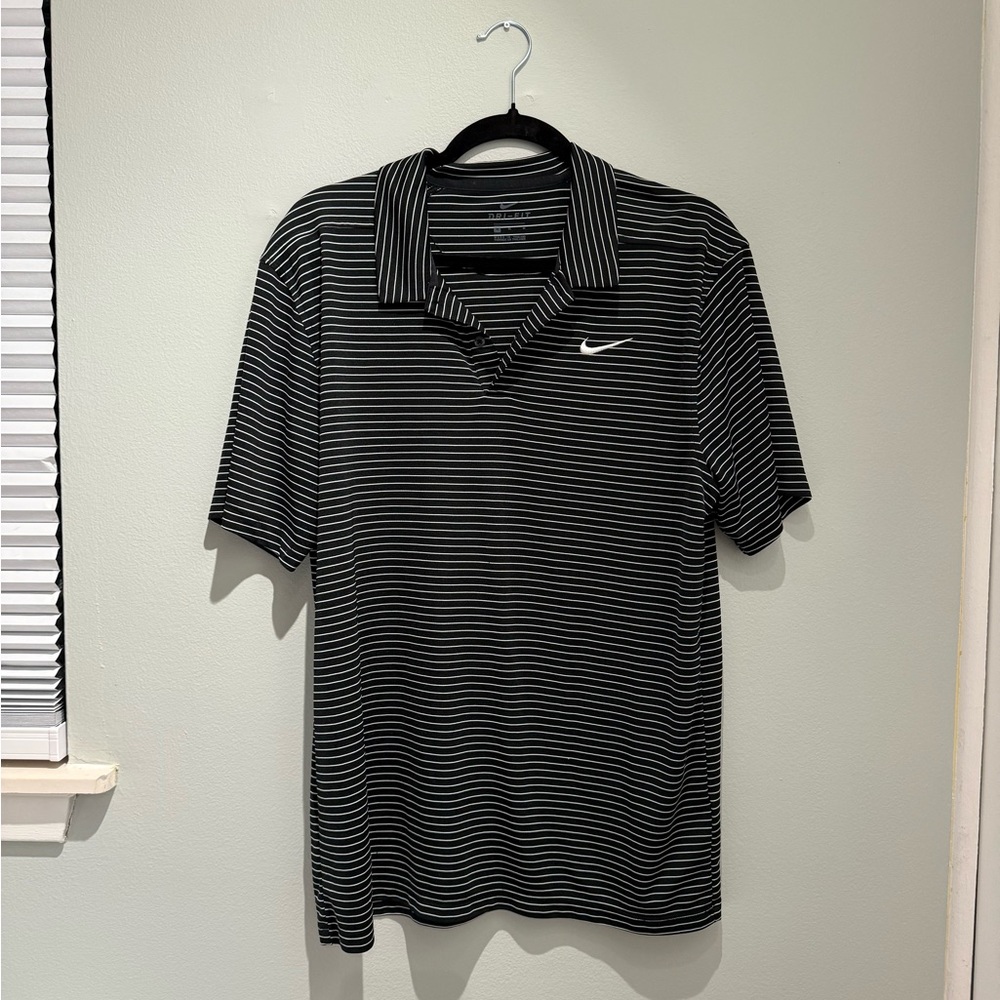 Nike Black Striped Dri Fit Polo